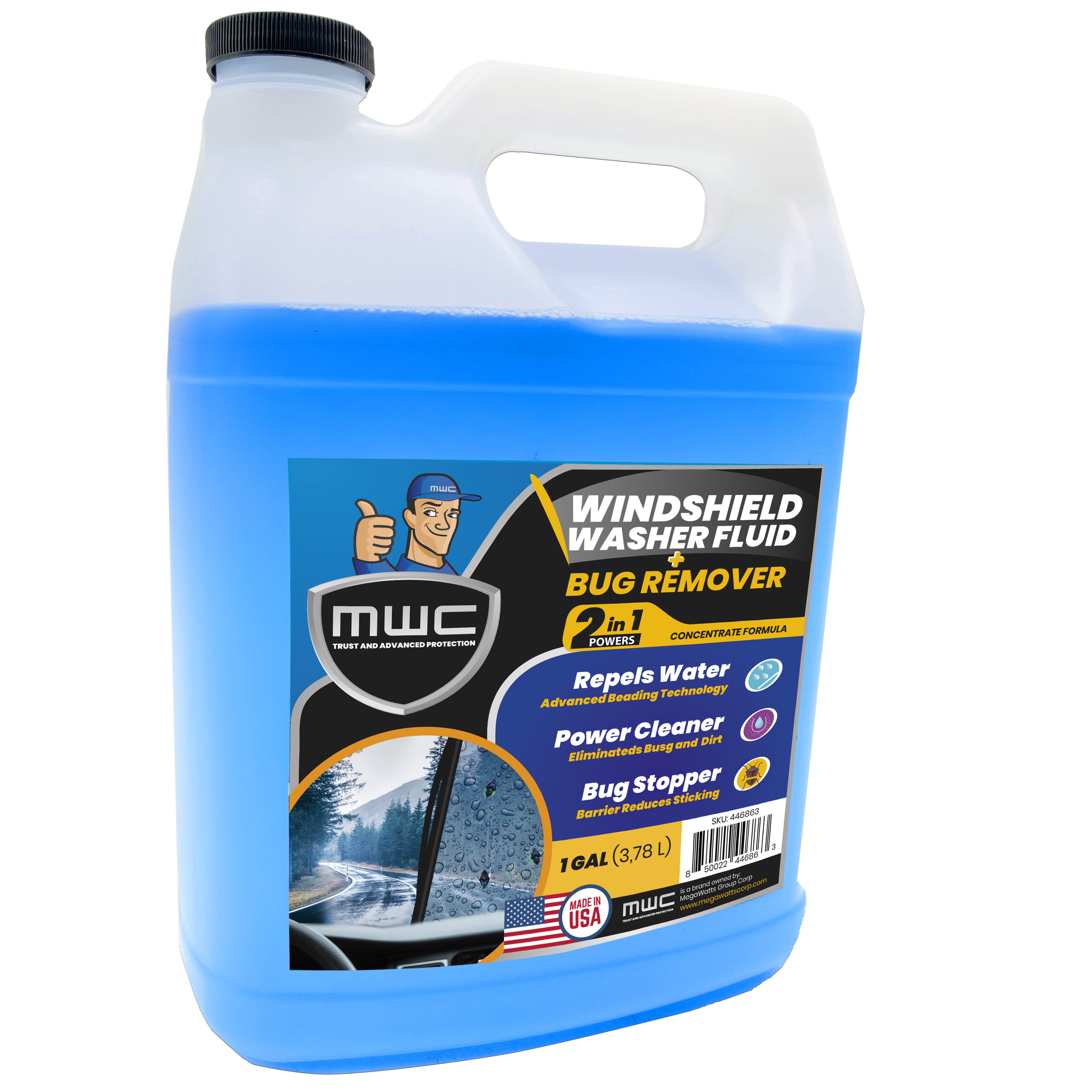  MWC 446948 Windshield Washer Fluid All Season Provides  Increased Visibility Orange 1 Gal : Automotive