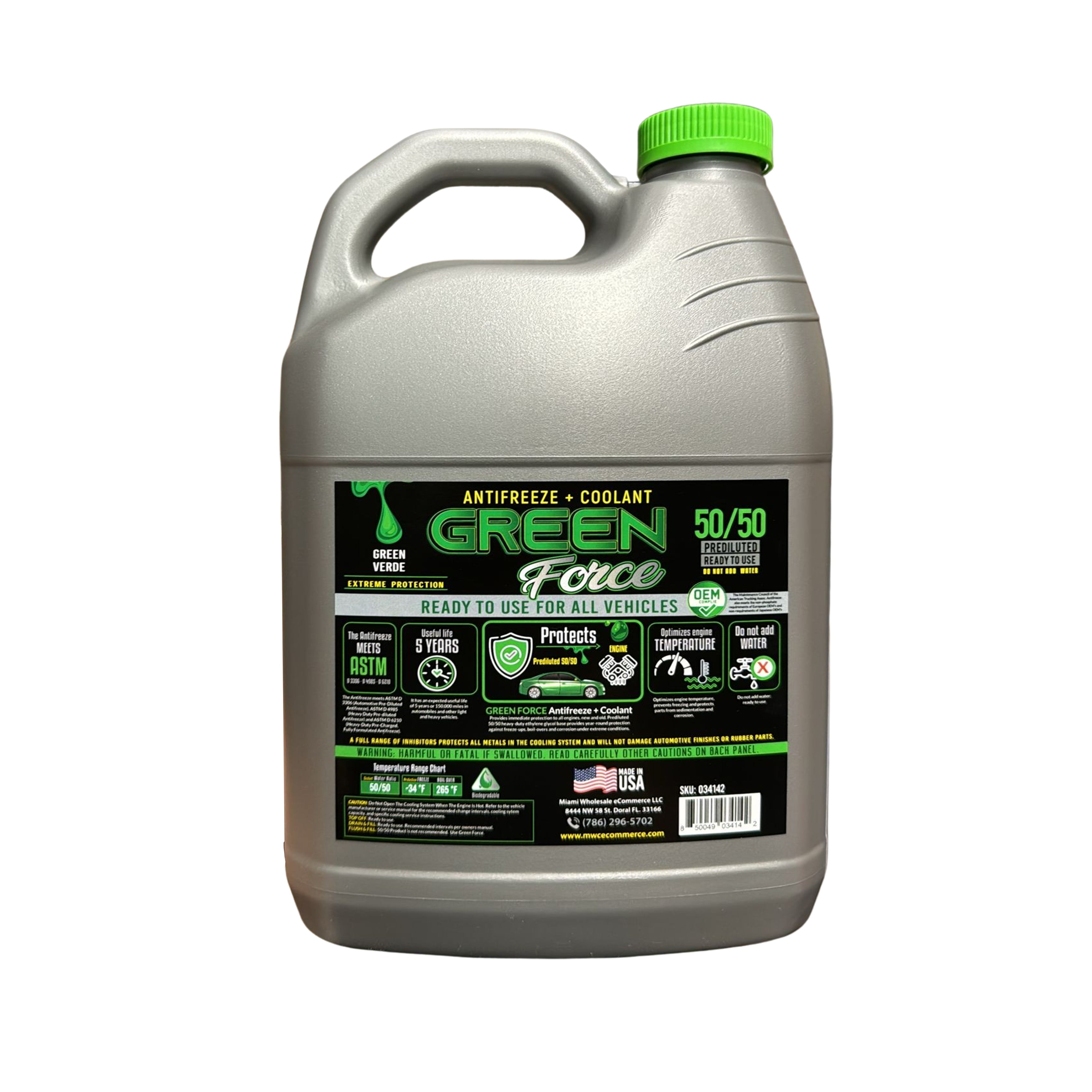 MWC Extreme Protection 50/50 Antifreeze & Coolant Green All-Season Defense Ready to use 1 Gal