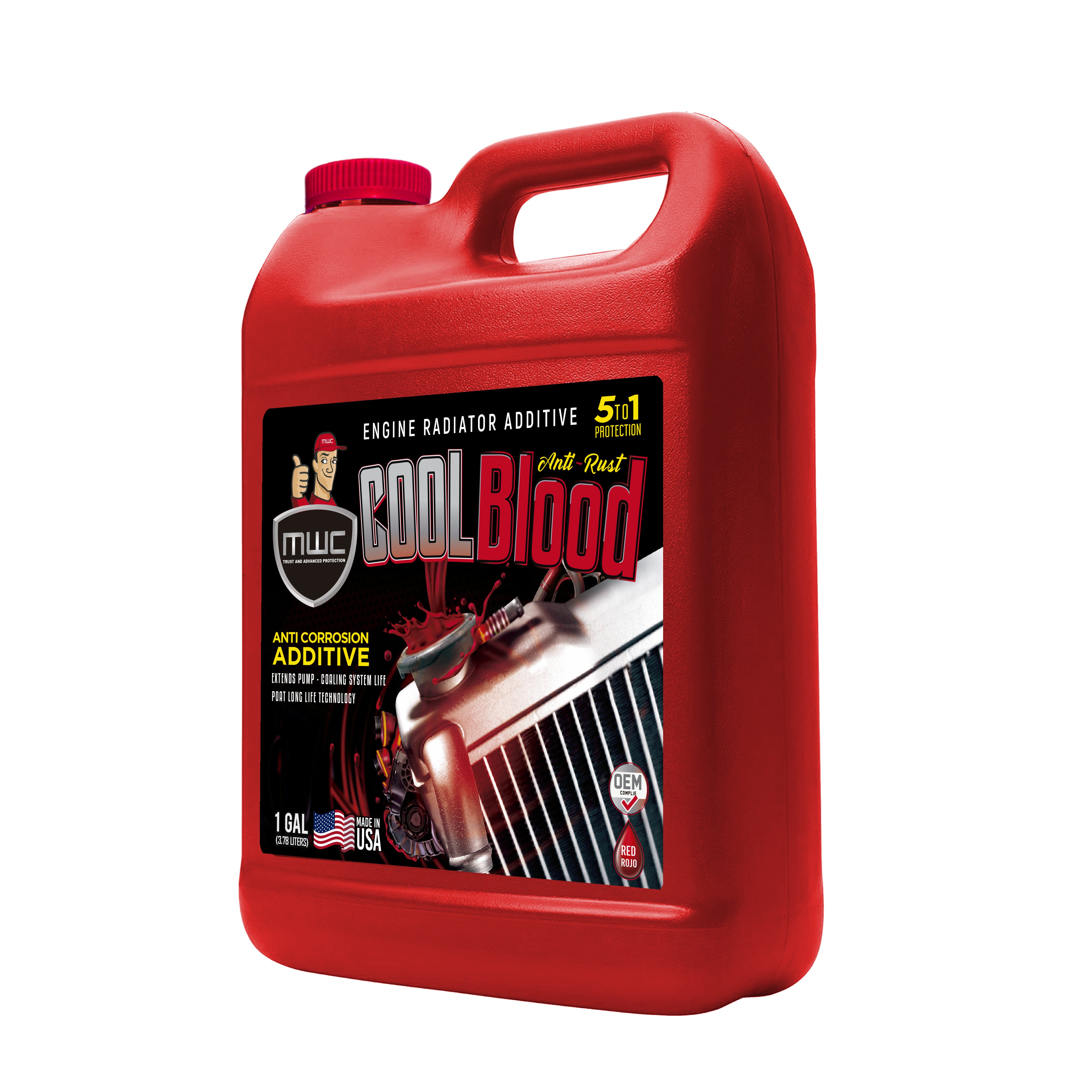 MWC Red Cool Engine Radiator Anti-Rust Additive, 1 Gallon, Protects Against Corrosion