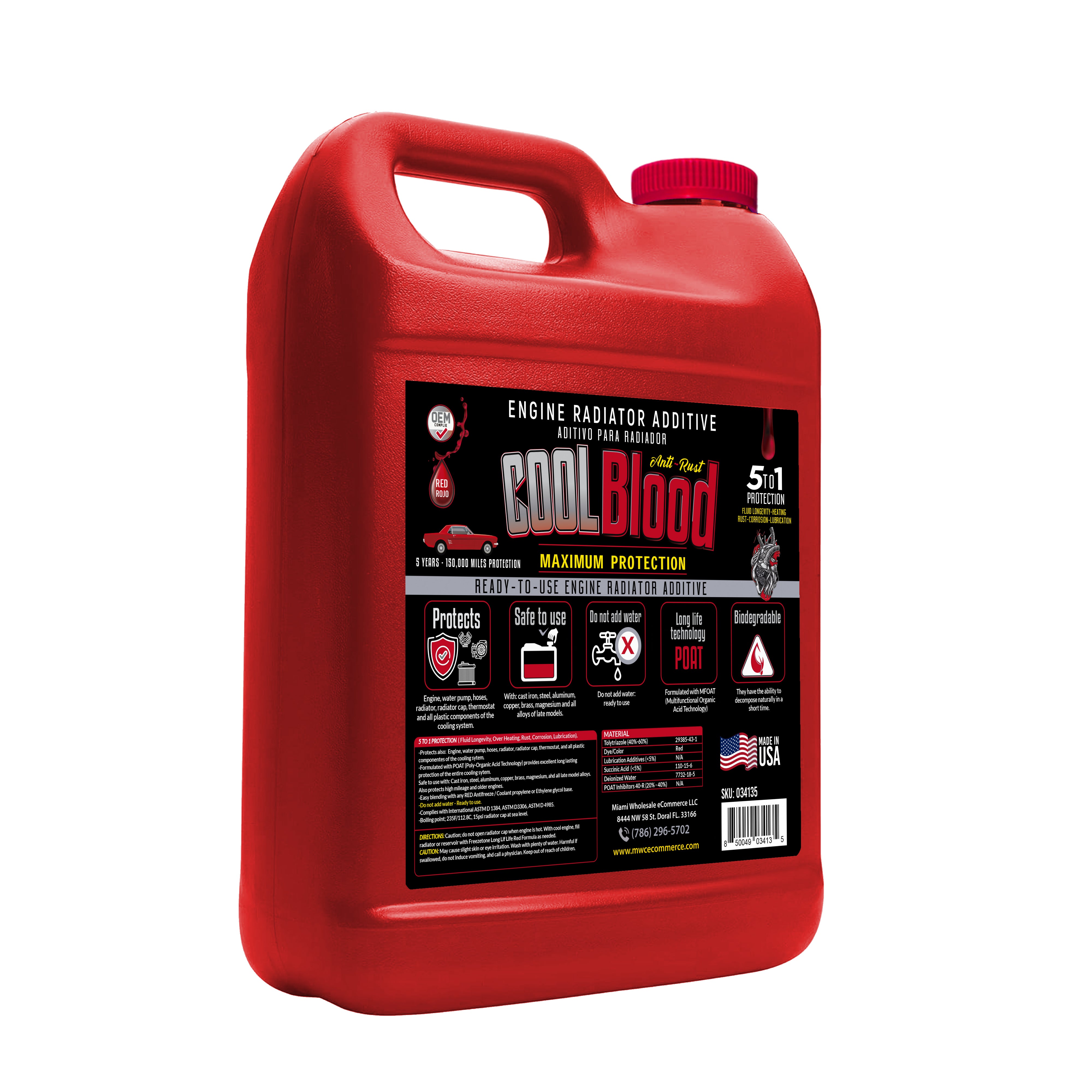 MWC Red Cool Engine Radiator Anti-Rust Additive, 1 Gallon, Protects Against Corrosion