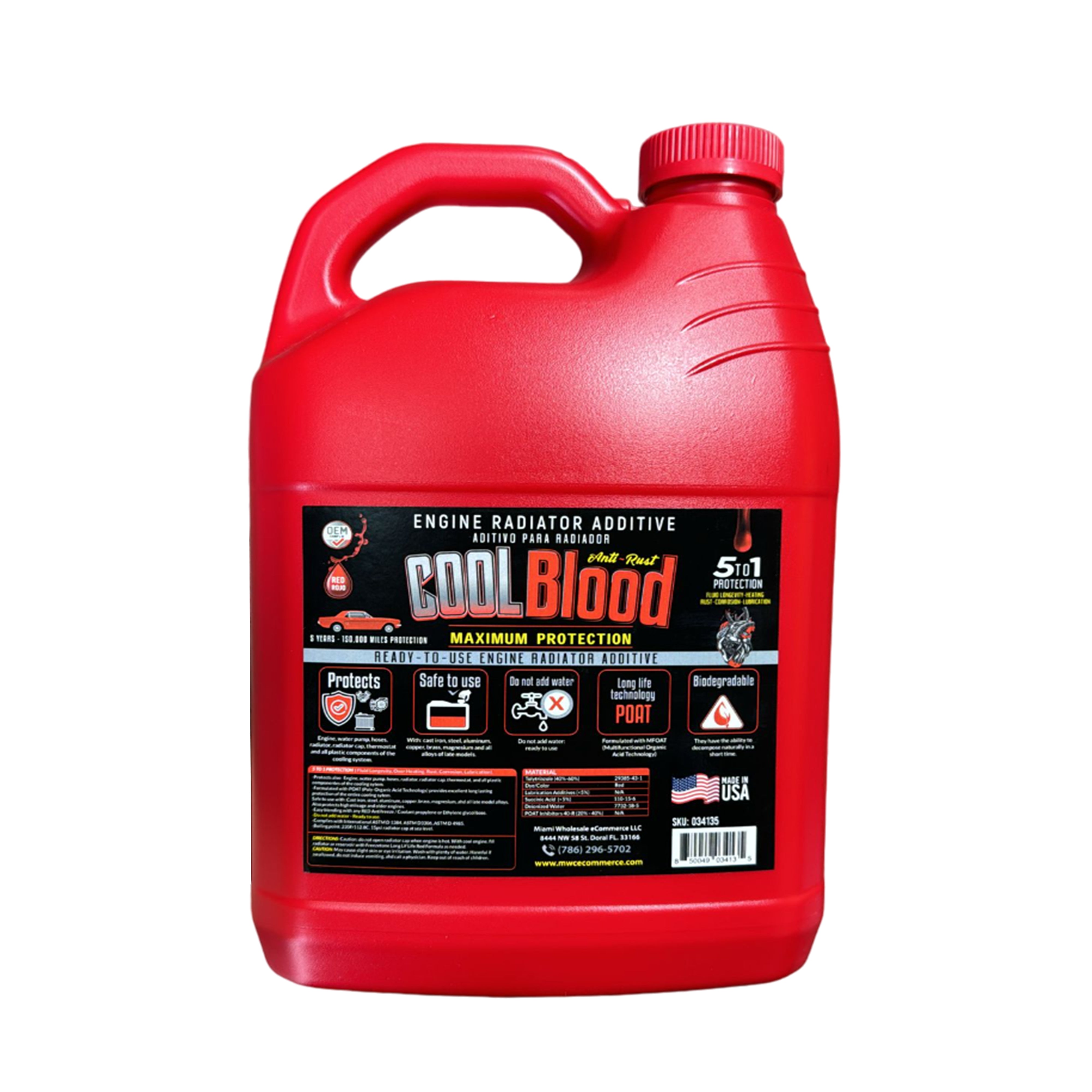 MWC Red Cool Engine Radiator Anti-Rust Additive, 1 Gallon, Protects Against Corrosion