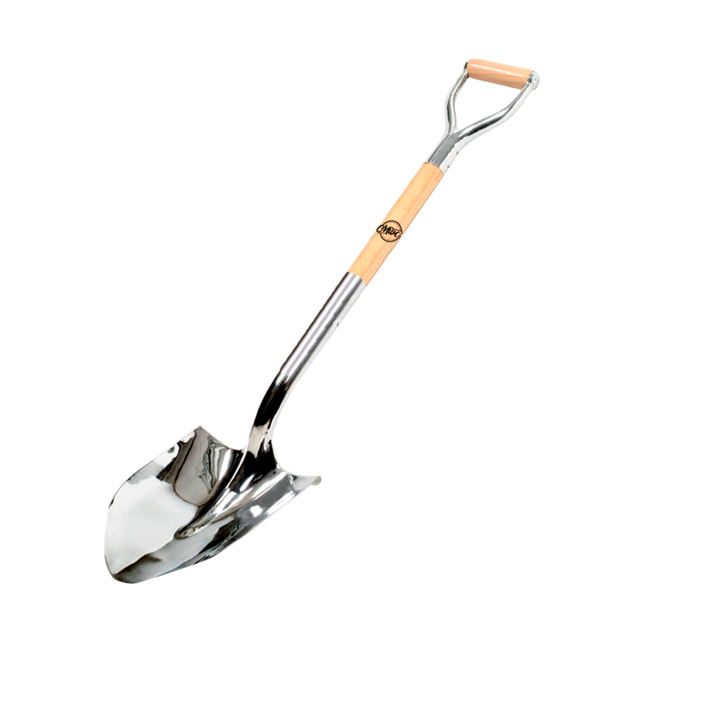 MWC Polished Chrome Ceremonial Shovel with Steel/Wood D-Handle