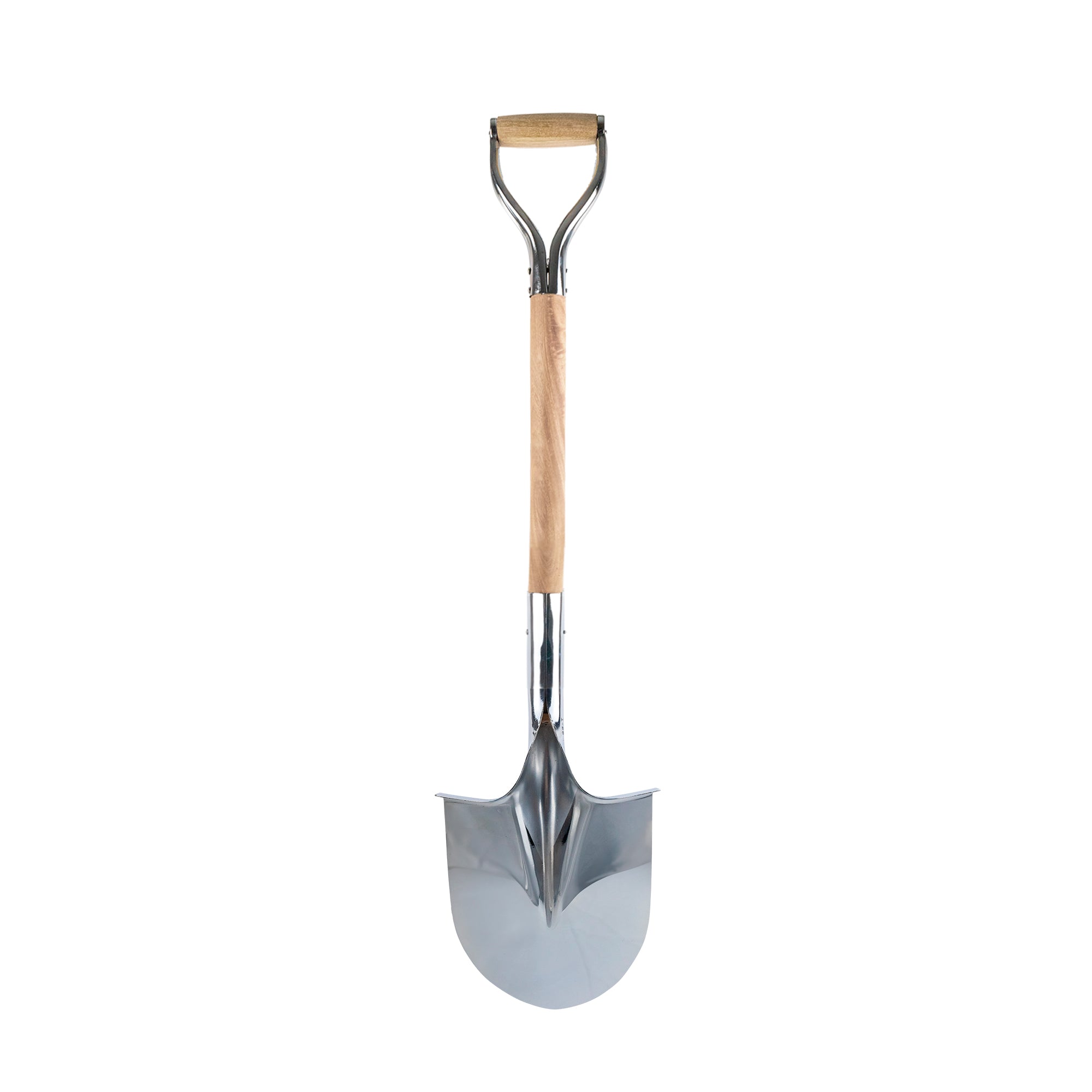 MWC Polished Chrome Ceremonial Shovel with Steel/Wood D-Handle