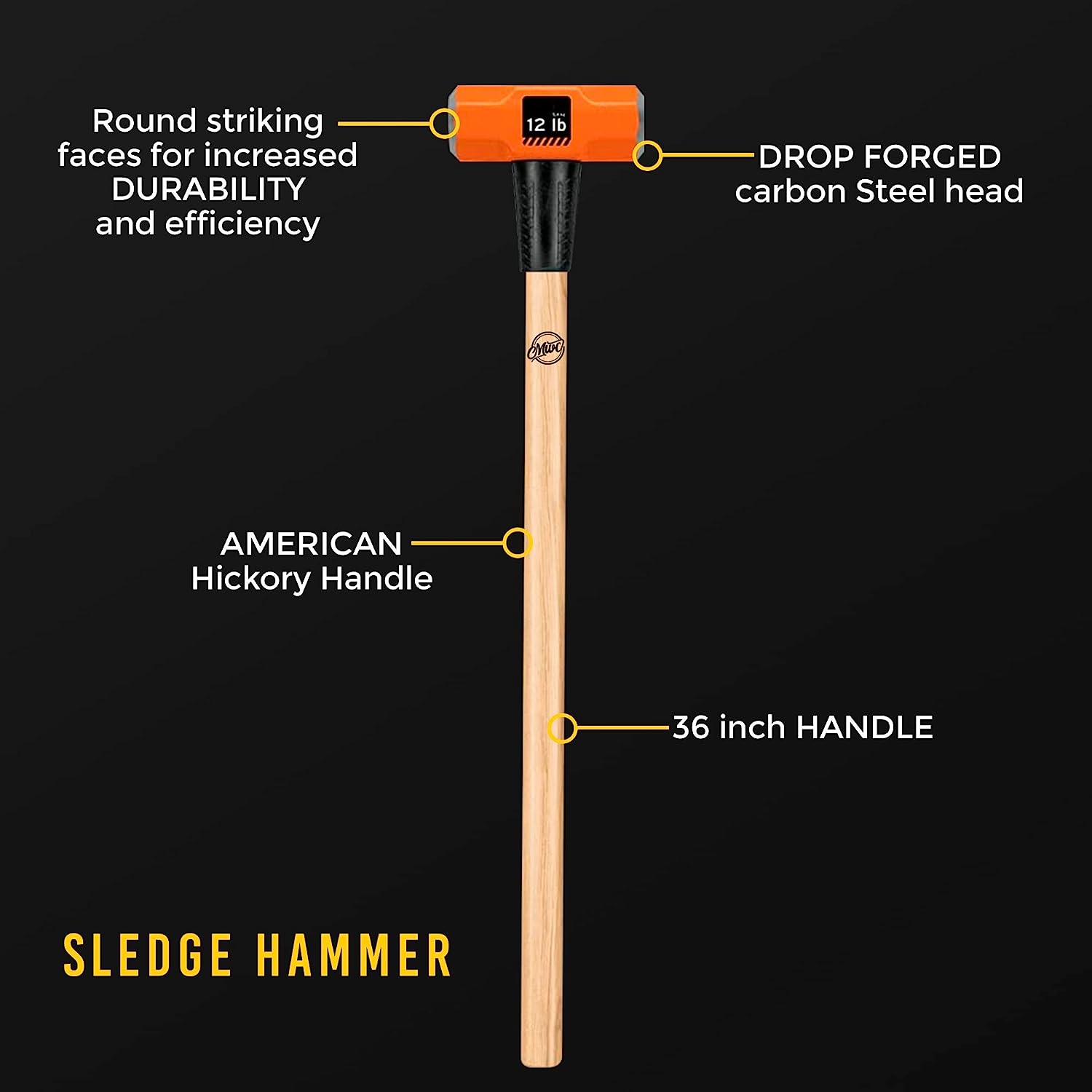 MWC 034067 12-Pound Sledge Hammer Hickory Handle 36-Inch