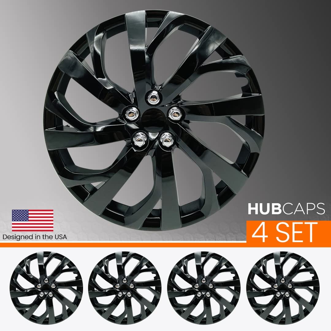 MWC 446689 Hubcaps Wheel Covers 16 inch 4 Set Gloss-Black
