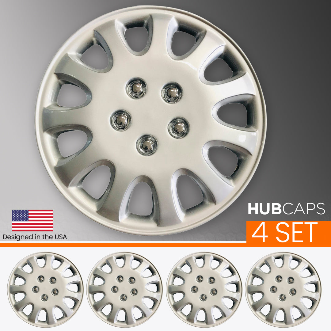 MWC 446064 Hubcaps Wheel Covers 14 inch 4 Set Silver-Lacquer