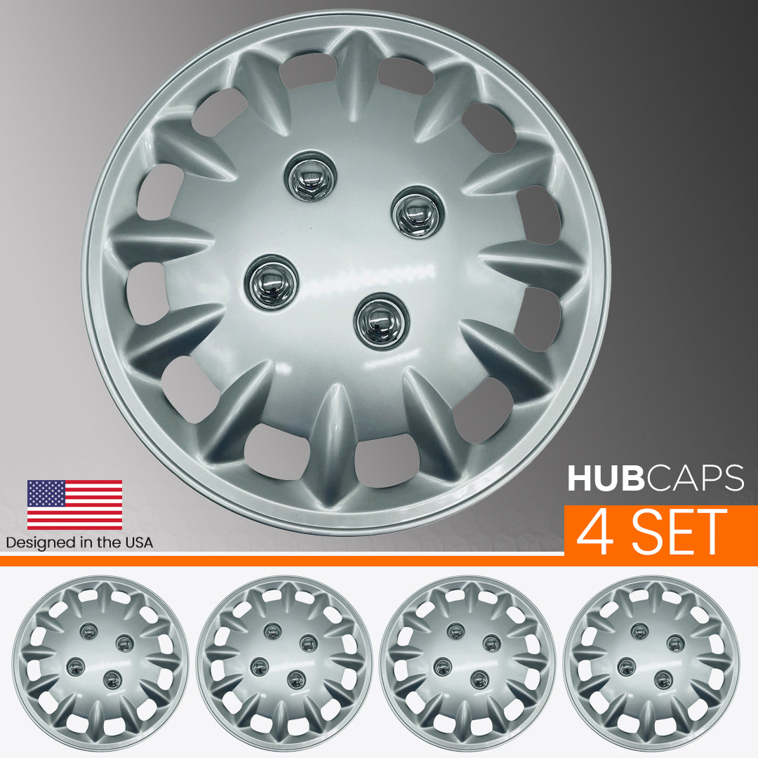 MWC 446085 Hubcaps Wheel Covers 14 inch 4 Set Silver-Lacquer