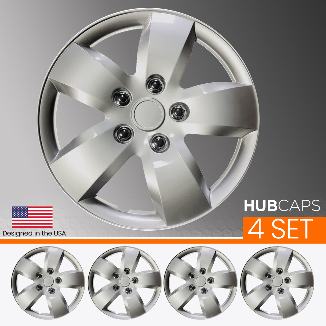 MWC 446200 Hubcaps Wheel Covers 14 inch 4 Set Silver-Lacquer