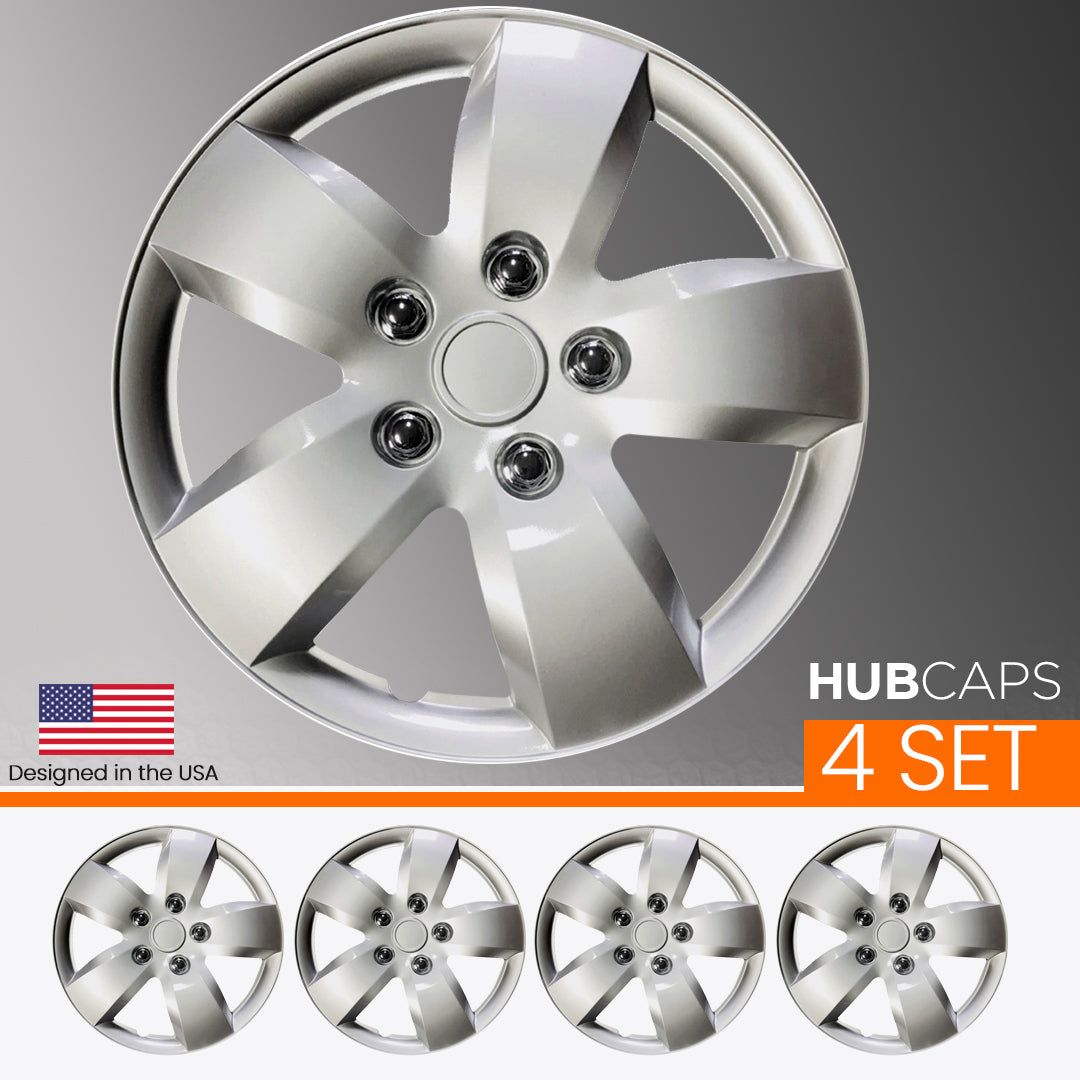 MWC 446217 Hubcaps Wheel Covers 15 inch 4 Set Silver-Lacquer