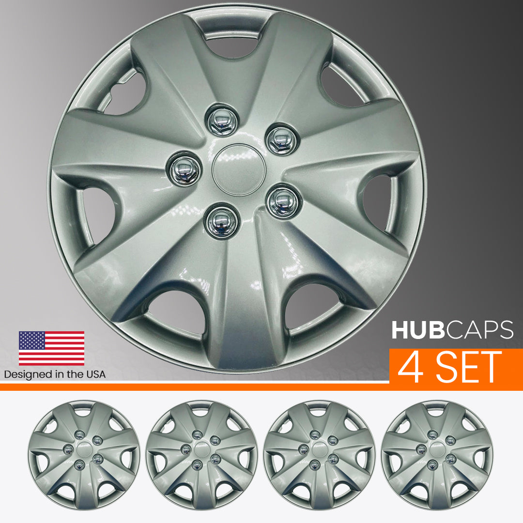 MWC 446252 Hubcaps Wheel Covers 15 inch 4 Set Classic-Silver