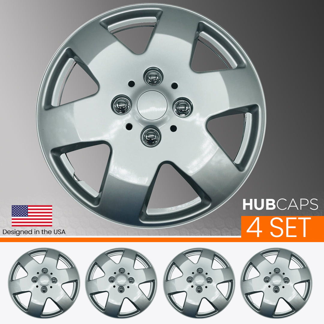 MWC 446309 Hubcaps Wheel Covers 15 inch 4 Set Silver-Lacquer