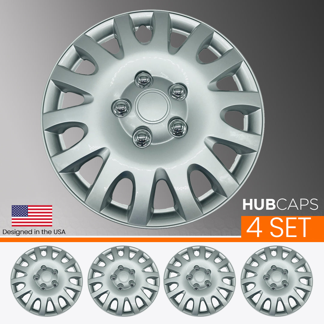 MWC 446330 Hubcaps Wheel Covers 14 inch 4 Set Silver-Lacquer