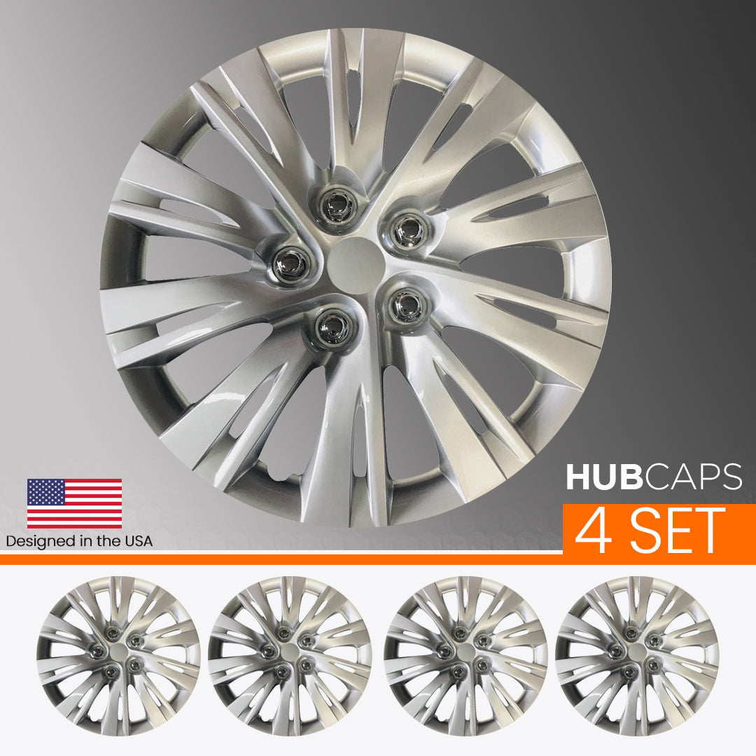MWC 446385 Hubcaps Wheel Covers 15 inch 4 Set Silver-Lacquer
