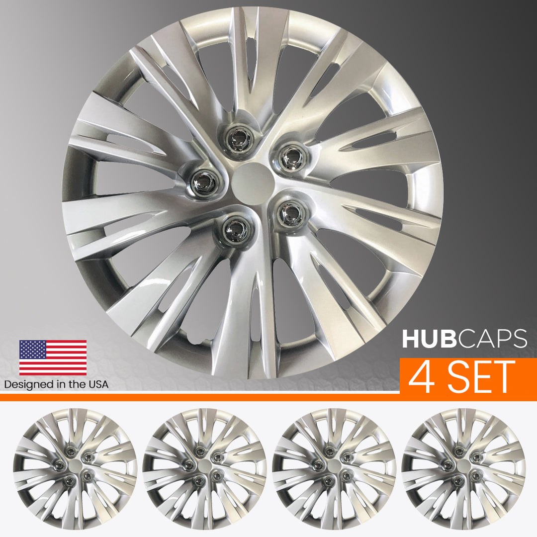 MWC 446392 Hubcaps Wheel Covers 16 inch 4 Set Silver-Lacquer