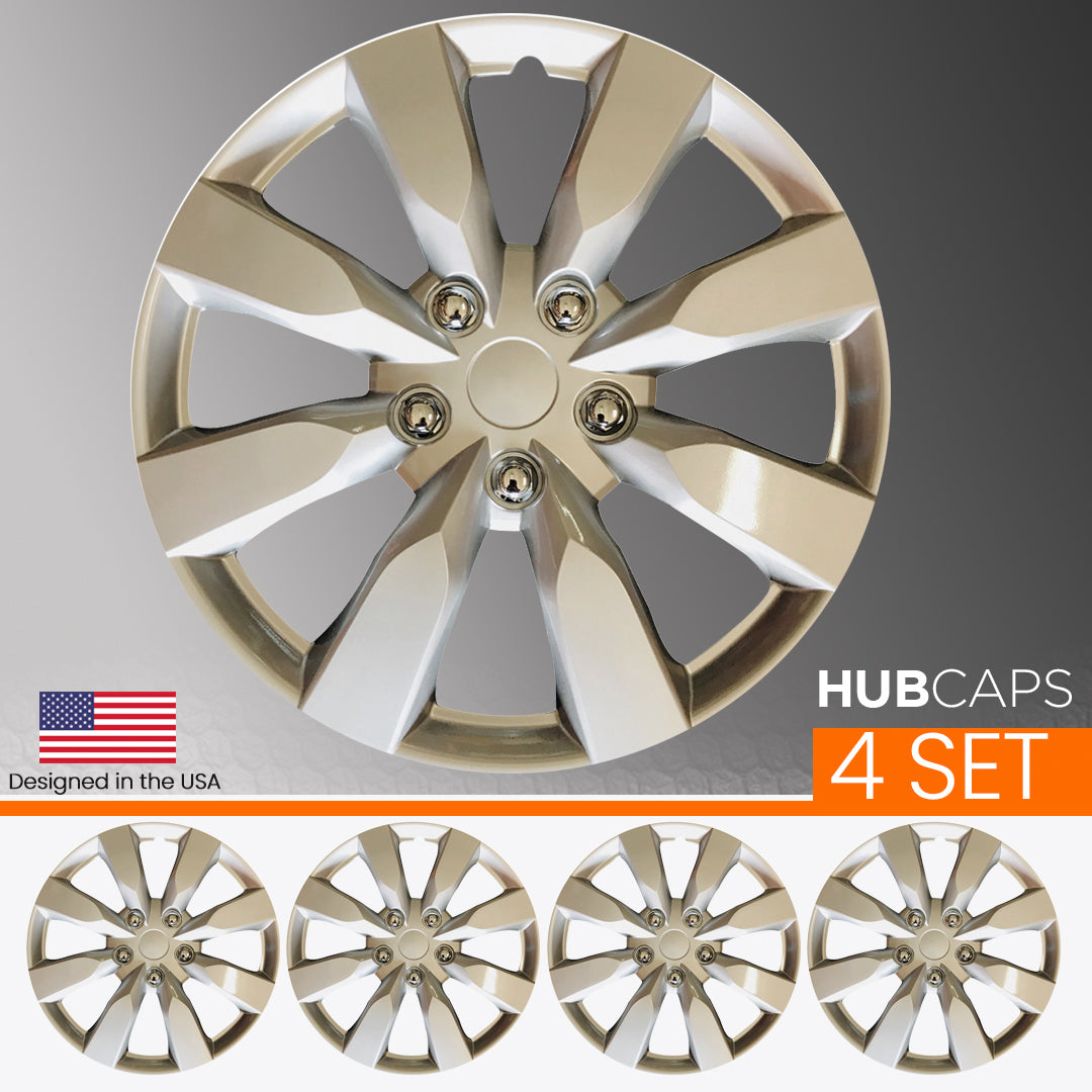 MWC 446408 Hubcaps Wheel Covers 15 inch 4 Set Silver-Lacquer