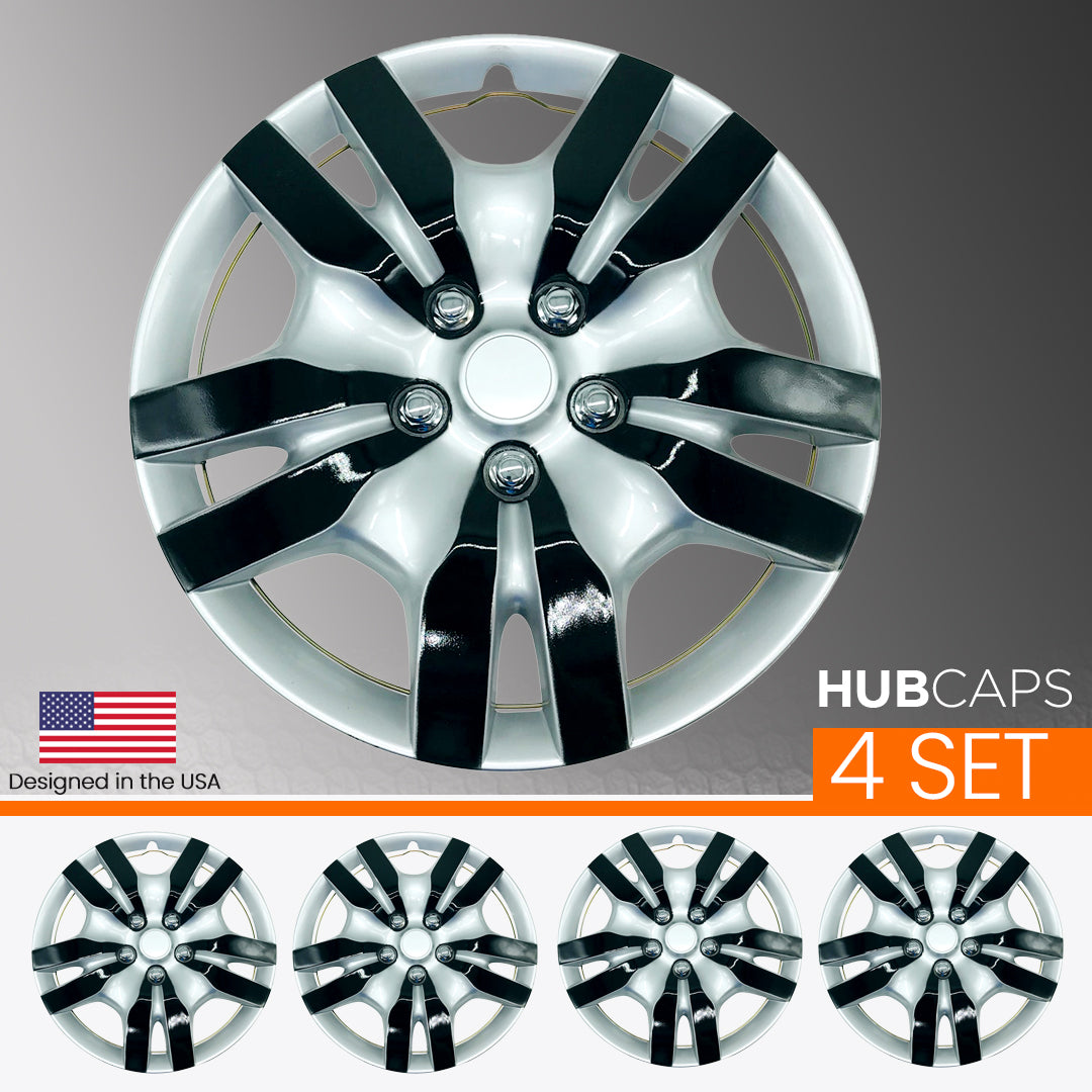 MWC 446504 Hubcaps Wheel Covers 16 inch 4 Set Silver-Black