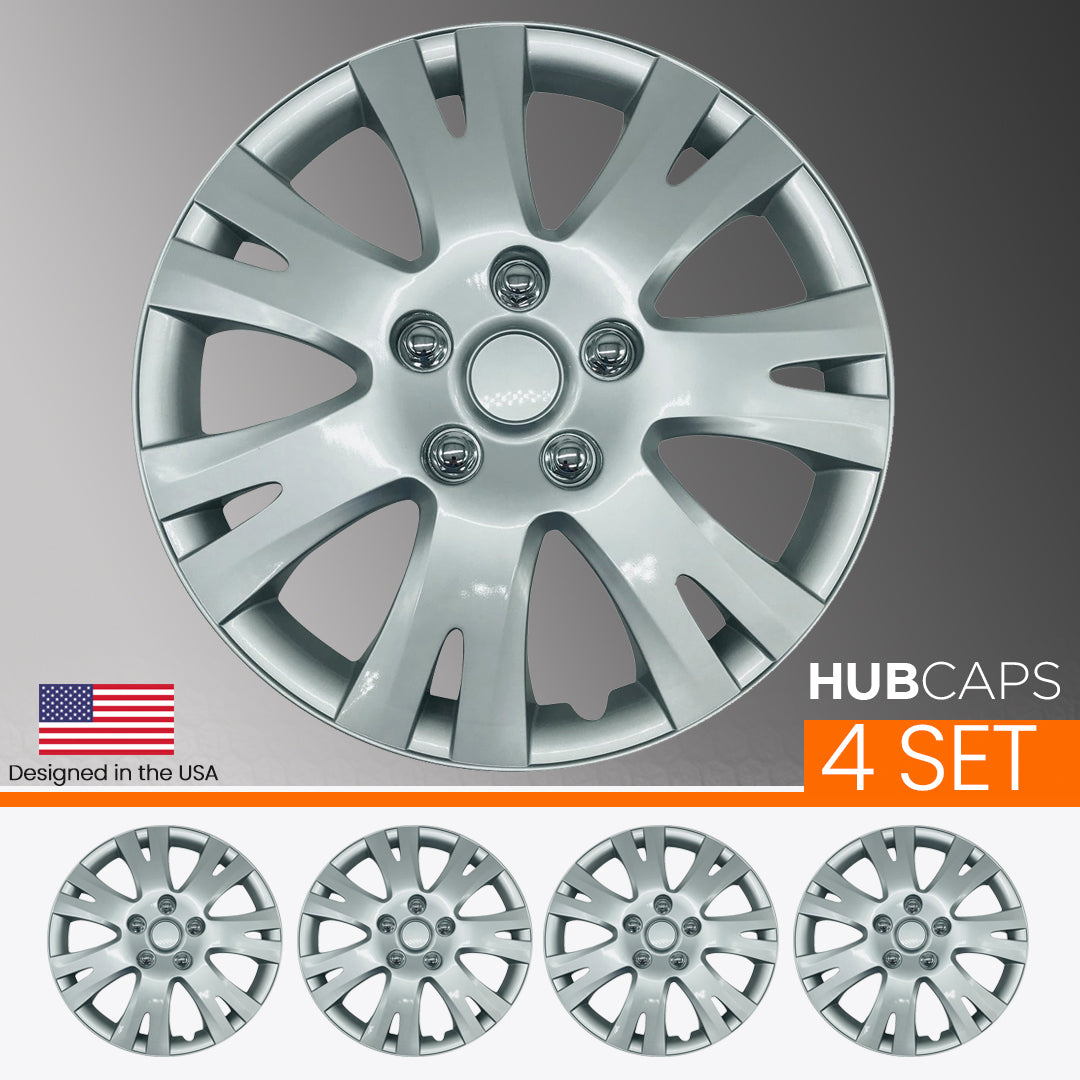 MWC 446436 Hubcaps Wheel Covers 16 inch 4 Set Silver-Lacquer