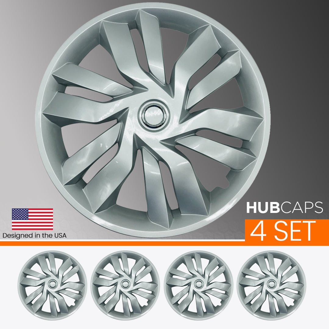 MWC 446603 Hubcaps Wheel Covers 15 inch 4 Set Silver-Lacquer