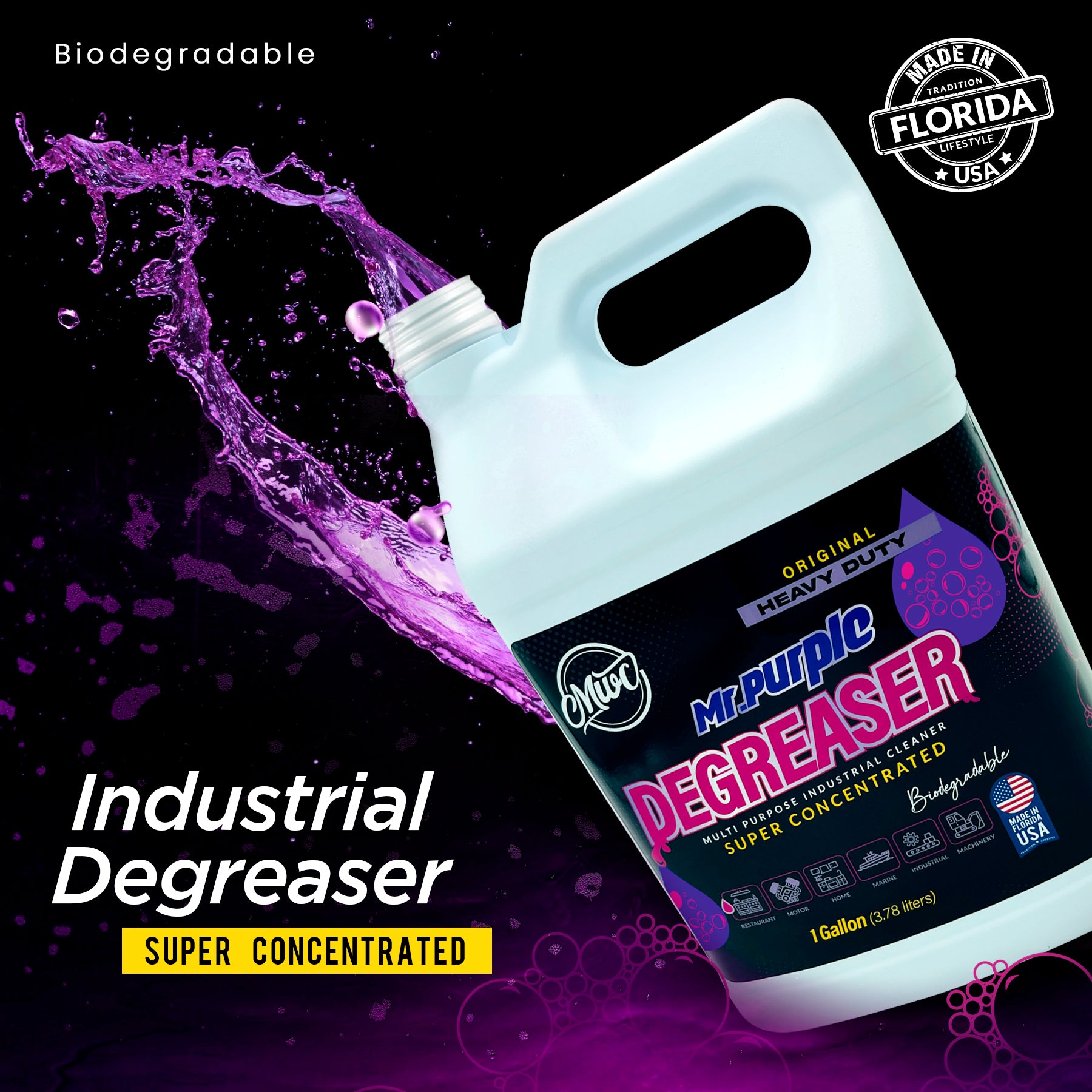 MWC 446924 Mr Purple Multi-Surface All Purpose, Cleaner, Degreaser, Biodegradable, Full Concentrate, 1 Gallon